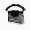 BOLSA MINI DE PERLA GRIS PERLA CON LATERAL DERECHO DE PERLA NEGRA