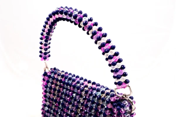 BOLSA MEDIANA CON CRISTALES AZUL PAVO, FUCSIA, AZUL, AMARILLO, ROSADO, CELESTE