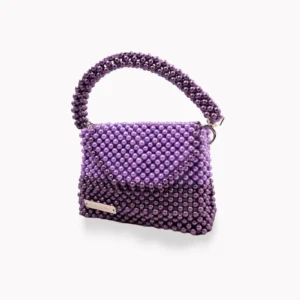 BOLSA MEDIANA DE CRISTALES TIPO PERLA COLOR MORADO UVA
