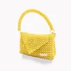 BOLSA GRANDE EN CRISTAL TRANSPARENTE AMARILLO CANARIO Y PERLAS AMARILLAS