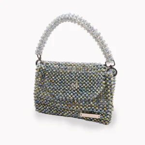 49 BOLSA GRANDE DE CRISTALES TRANSPARENTE CELESTE TORNASOL Y VERDE TORNASOL TRANSPARENTE