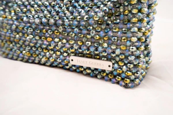 BOLSA GRANDE DE CRISTALES TRANSPARENTE CELESTE TORNASOL Y VERDE TORNASOL TRANSPARENTE