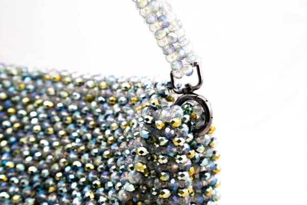 BOLSA GRANDE DE CRISTALES TRANSPARENTE CELESTE TORNASOL Y VERDE TORNASOL TRANSPARENTE